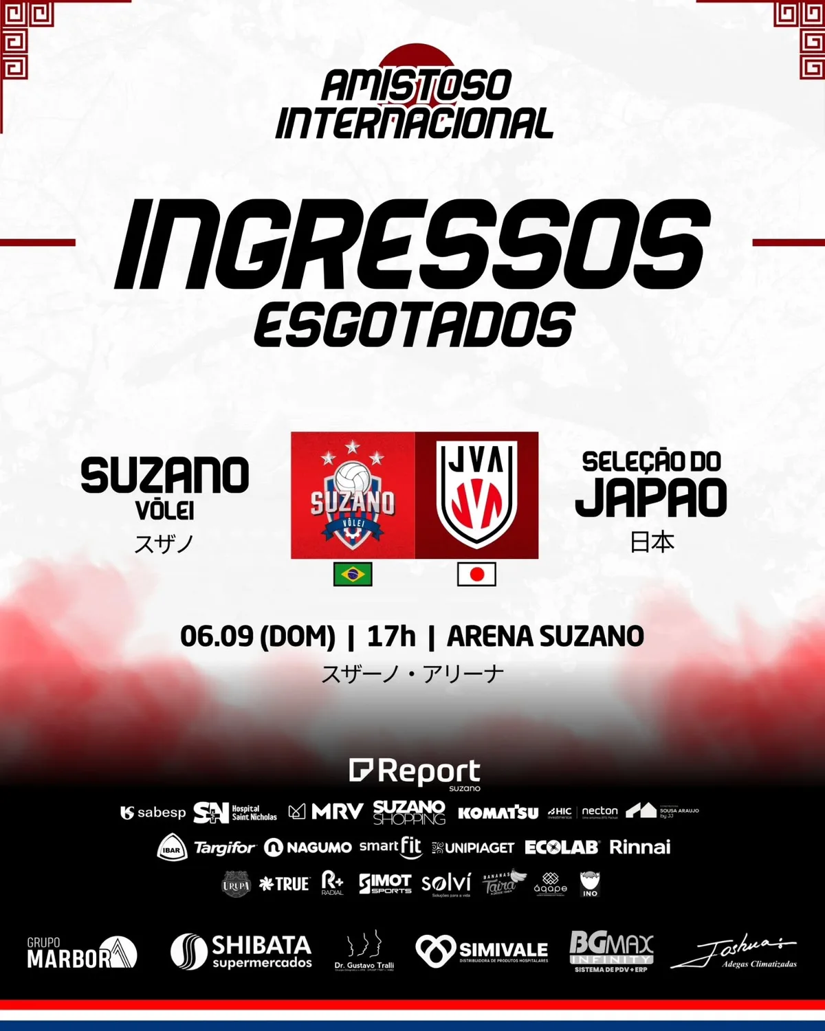 Suzano Vôlei x Seleção do Japão: ingressos para amistoso esgotam em cinco horas