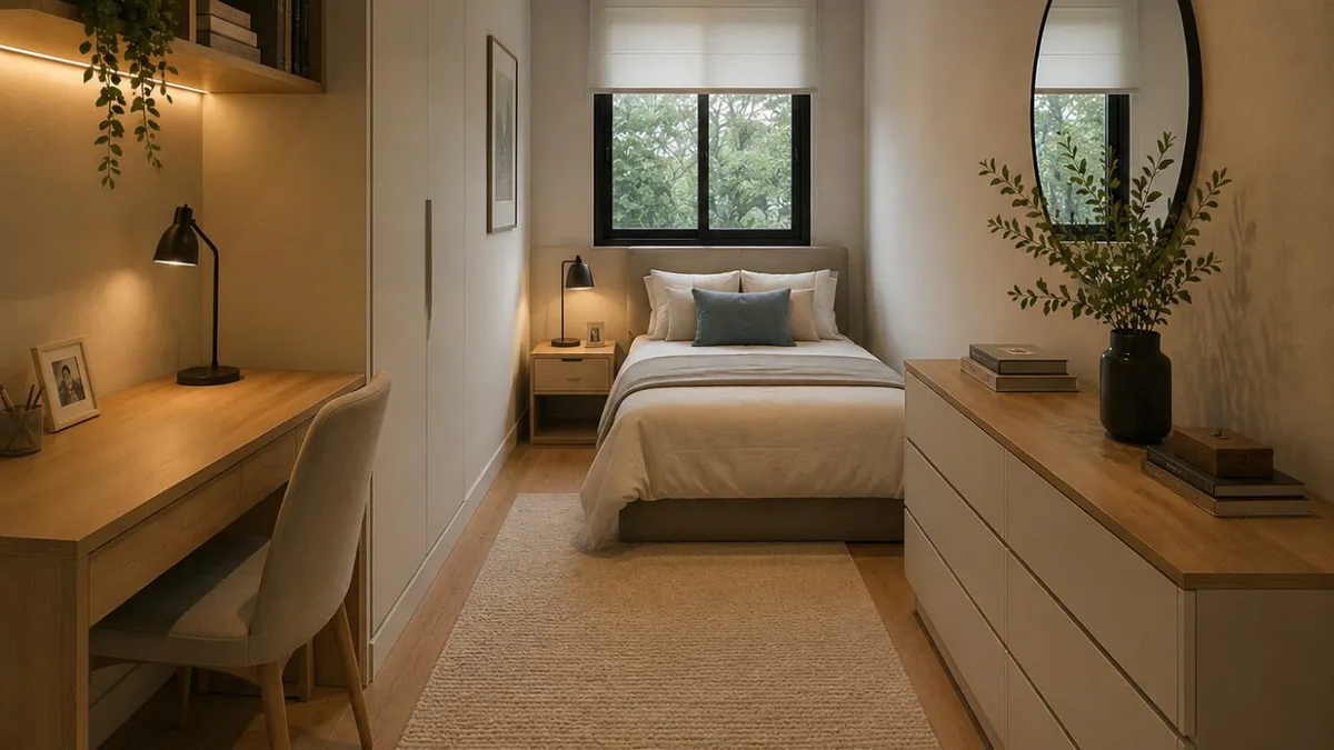 Un dormitorio largo y angosto tiene solución: qué muebles usar y dónde ubicar un espejo estratégicamente