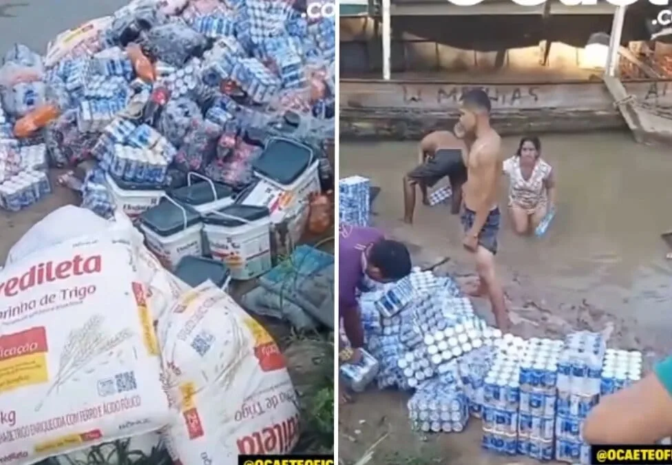 Batelão carregado de bebidas naufraga no Rio Purus, em Manoel Urbano