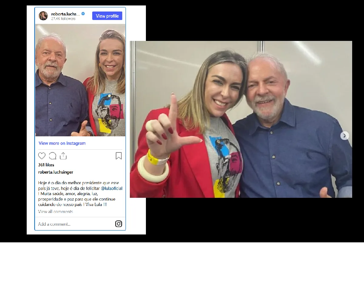 Roberta Luchsinger apaga rede social após Lula negar proximidade