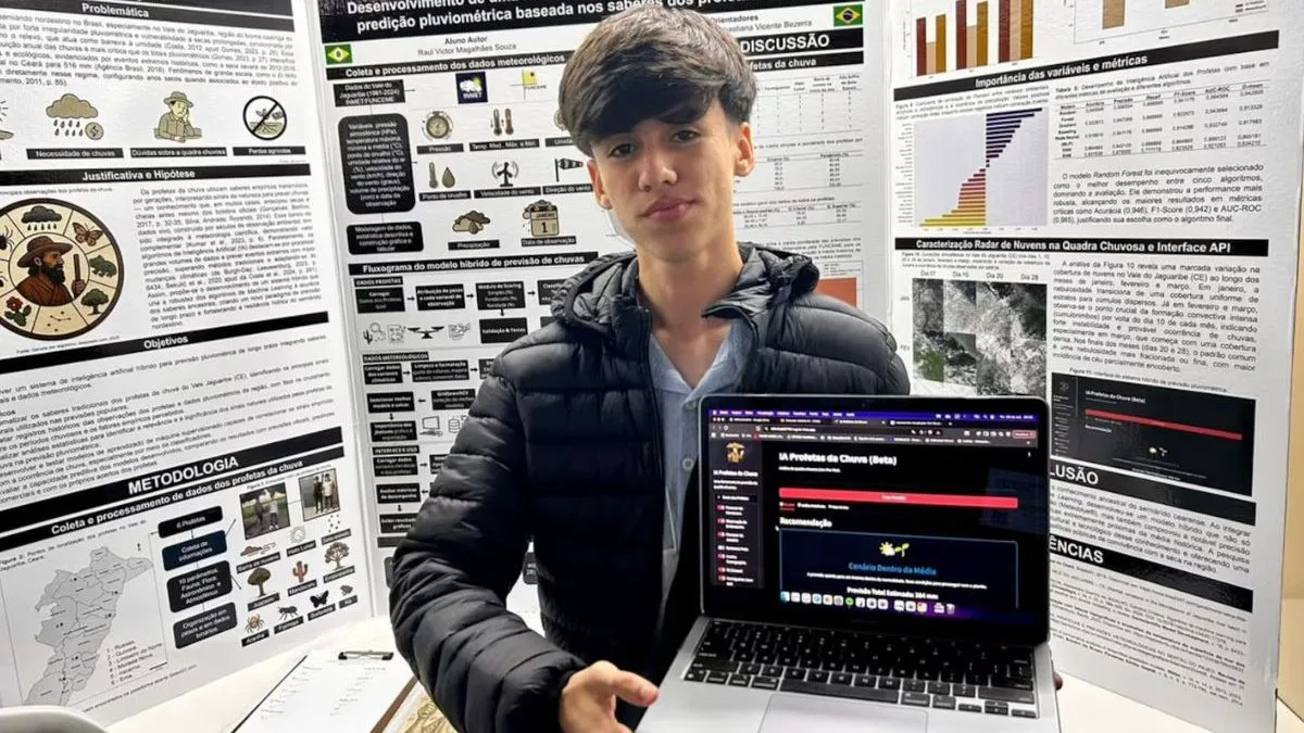 Inspirado no avô agricultor, estudante brasileiro de 16 anos cria sistema que prevê chuvas com 94,5% de precisão