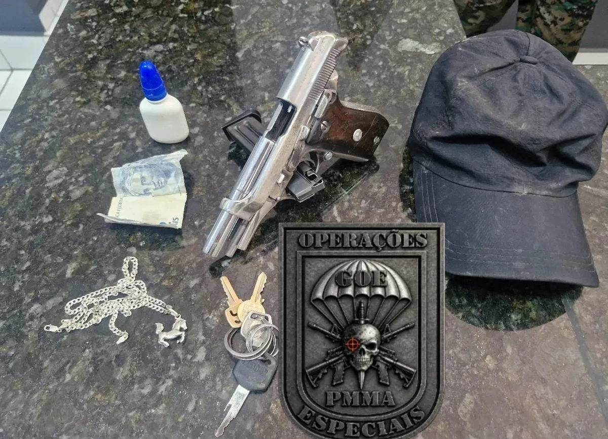 Homem é preso e adolescente apreendido com arma de fogo durante abordagem em Caxias, no MA