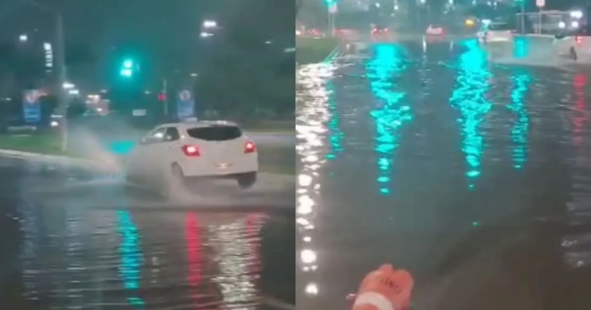 Água na pista bloqueia trecho que dá acesso à ponte e gera fila quilométrica em Florianópolis