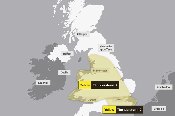 Two thunderstorm warnings issued for millions of Brits on Thursday - full list of counties