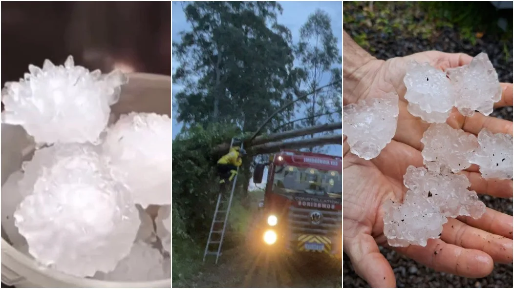 Granizo e vendaval causam estragos em SC; Defesa Civil monitora chance de novos temporais