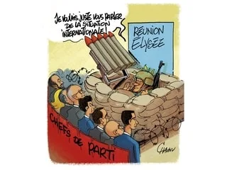 Le dessin de Chaunu : les chefs des partis reçus à l’Élysée