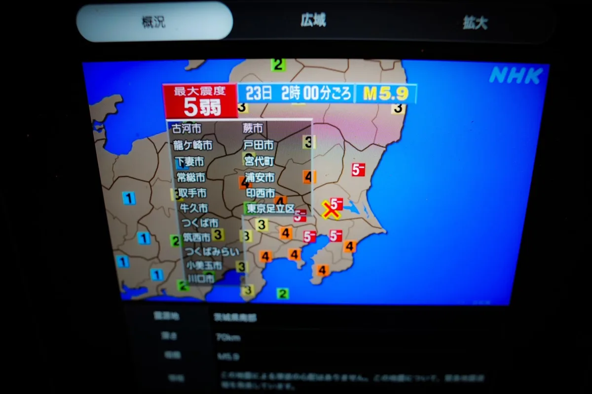 Un terremoto de magnitud 5,9 sacude la región de Tokio y deja más de una treintena de heridos