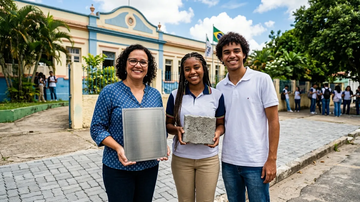 Um professor de matemática sem formação em engenharia juntou alunos de escola pública do interior, transformou papel velho e casca de coco em biocimento, venceu um prêmio nacional entre 2.300 inscritos, e levou R$ 200 mil para o projeto