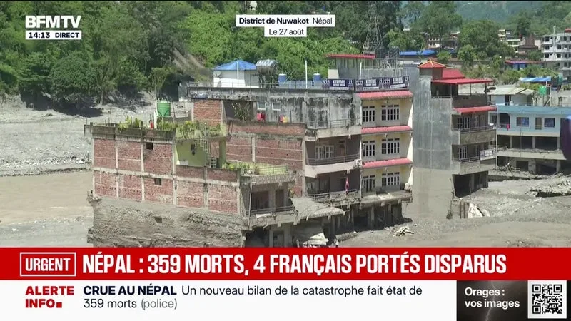 Inondations au Népal: le bilan grimpe à 359 morts, selon un bilan toujours provisoire