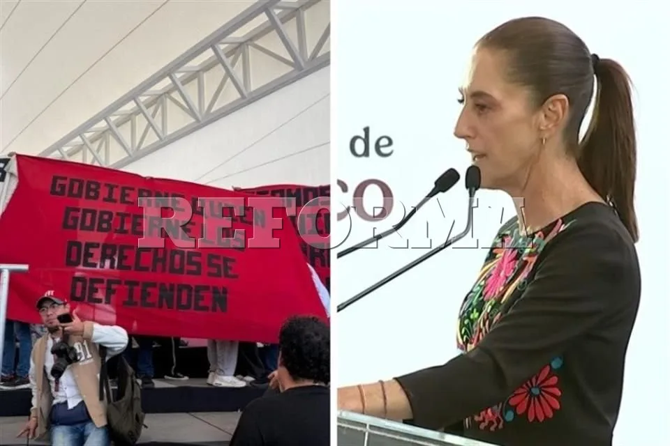 Irrumpen normalistas en evento de Sheinbaum en Hidalgo