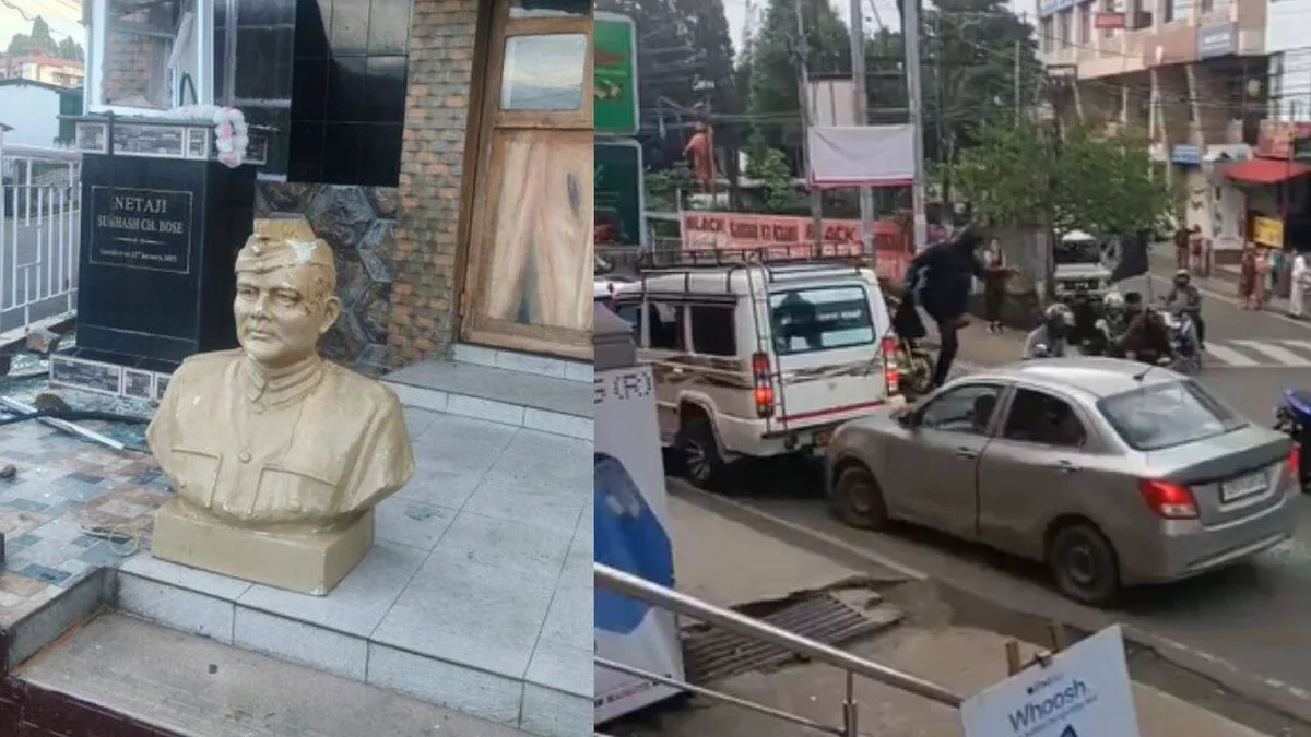 Statues vandalised, vehicles torched after students rally turns violent in Meghalaya
