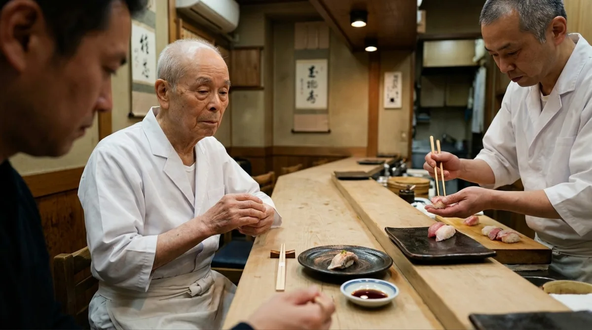 Ele tem 100 anos e seu restaurante de sushi é quase impossível de reservar, apesar da Michelin o ter excluiu do guia