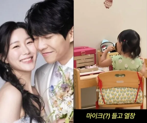 '이다인♥' 이승기, 3살 딸 얼굴 최초 공개..아빠 쏙 빼닮은 노래 실력 '깜놀' [순간포착]
