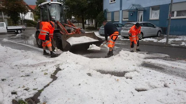 Unwetter in Baden-Württemberg: Hagel und Regen sorgen für Einsätze rund um Reutlingen