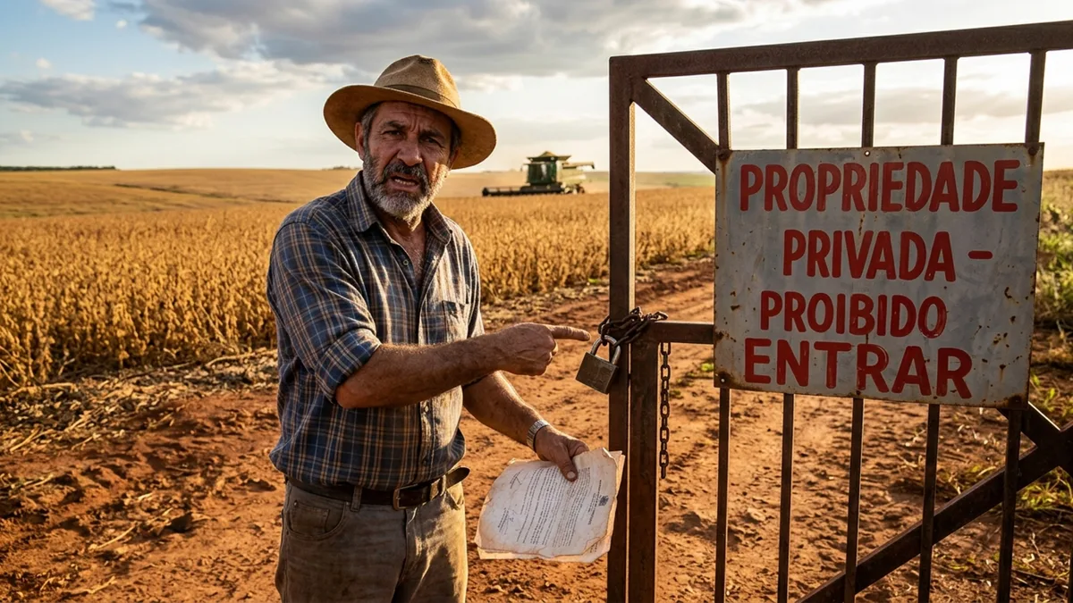 Agricultor arrenda propriedade, planta 40 hectares de soja e pouco antes da colheita descobre que fazenda foi vendida e novo dono proíbe sua entrada
