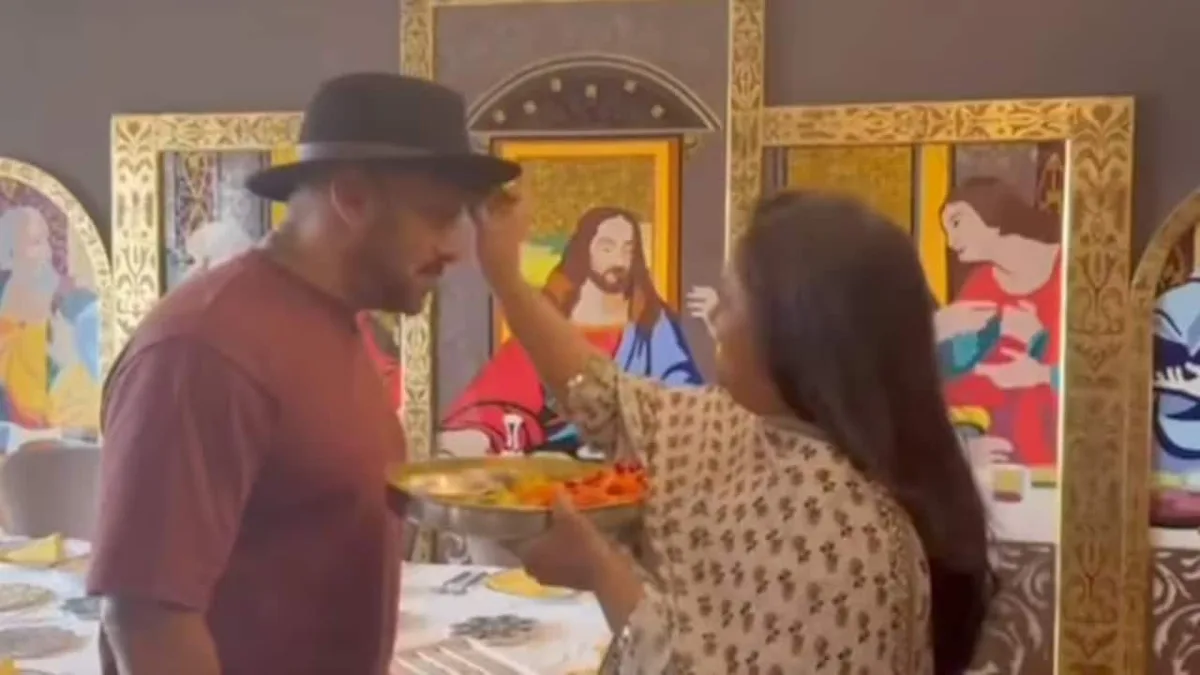 Arpita Ties Rakhi To Salman Khan In Front Of Jesus Mural, Internet Reacts