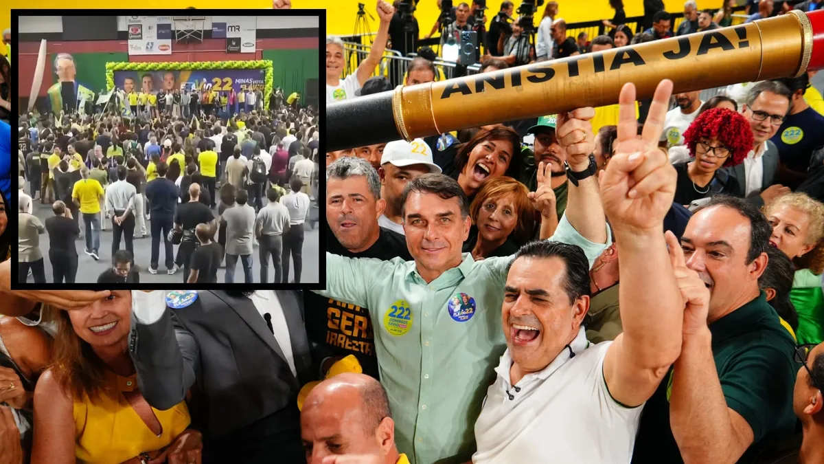 Flávio Bolsonaro esconde público em novo ato flopado em ginásio de BH com capacidade para 900 pessoas