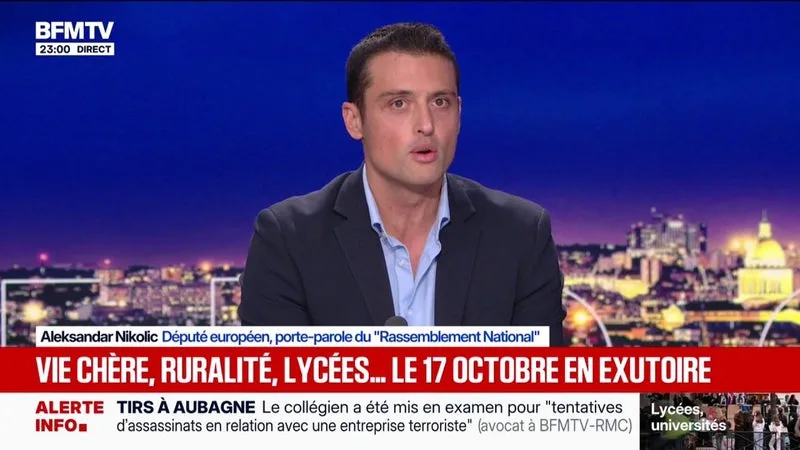 Mobilisation du 17 octobre: "La Macronie a réussi à se mettre tout le monde à dos", constate Aleksandar Nikolic, porte-parole du Rassemblement national