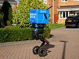 Your next parcel could be delivered by a two-legged robot: Evri starts using bots that can zip along at 4mph - and can even walk up stairs