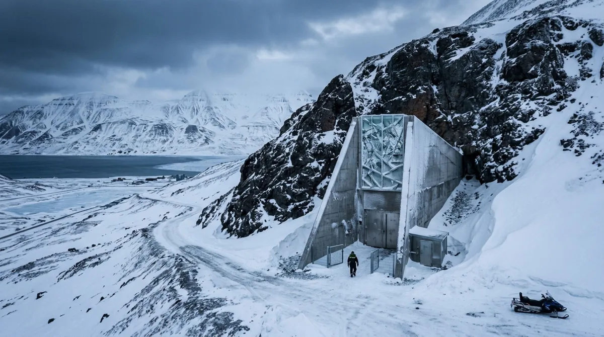 Em junho de 2026, o cofre de sementes de Svalbard chegou a 1.401.285 amostras, guardadas a -18 °C dentro de uma montanha onde o permafrost funciona como segurança extra
