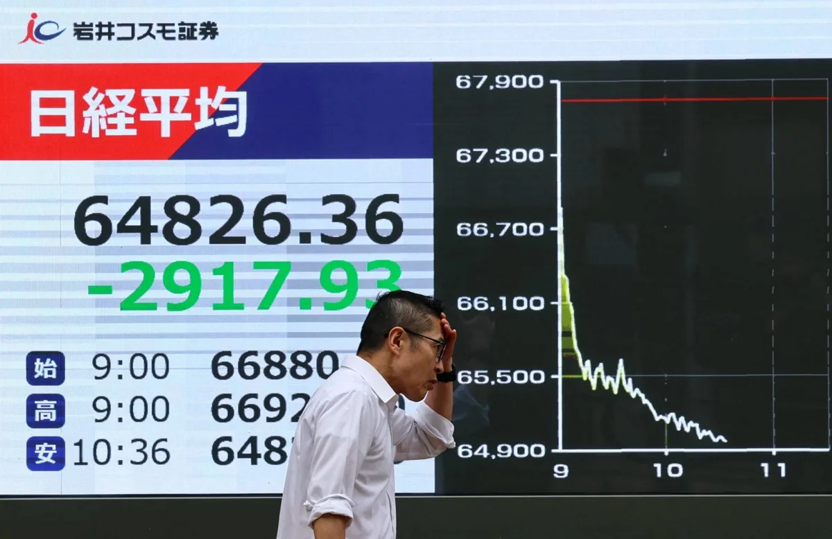 Nikkei 225 falls 5% on rate and AI concerns