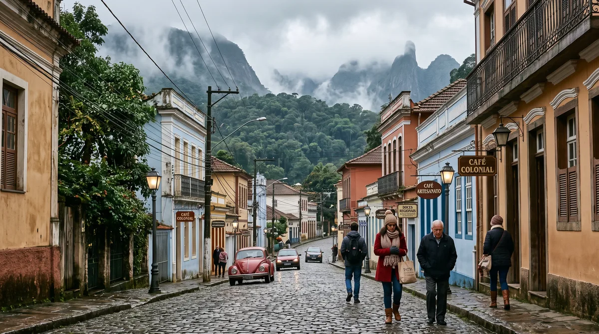 O pacato refúgio serrano fluminense, com suas baixas temperaturas e arquitetura europeia, impressiona com sua segurança inabalável e alto padrão de moradia para quem foge das metrópoles