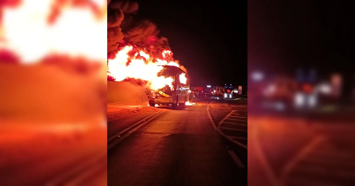 Bombeiros de folga salvam 13 pessoas de ônibus em chamas após acidente no PR