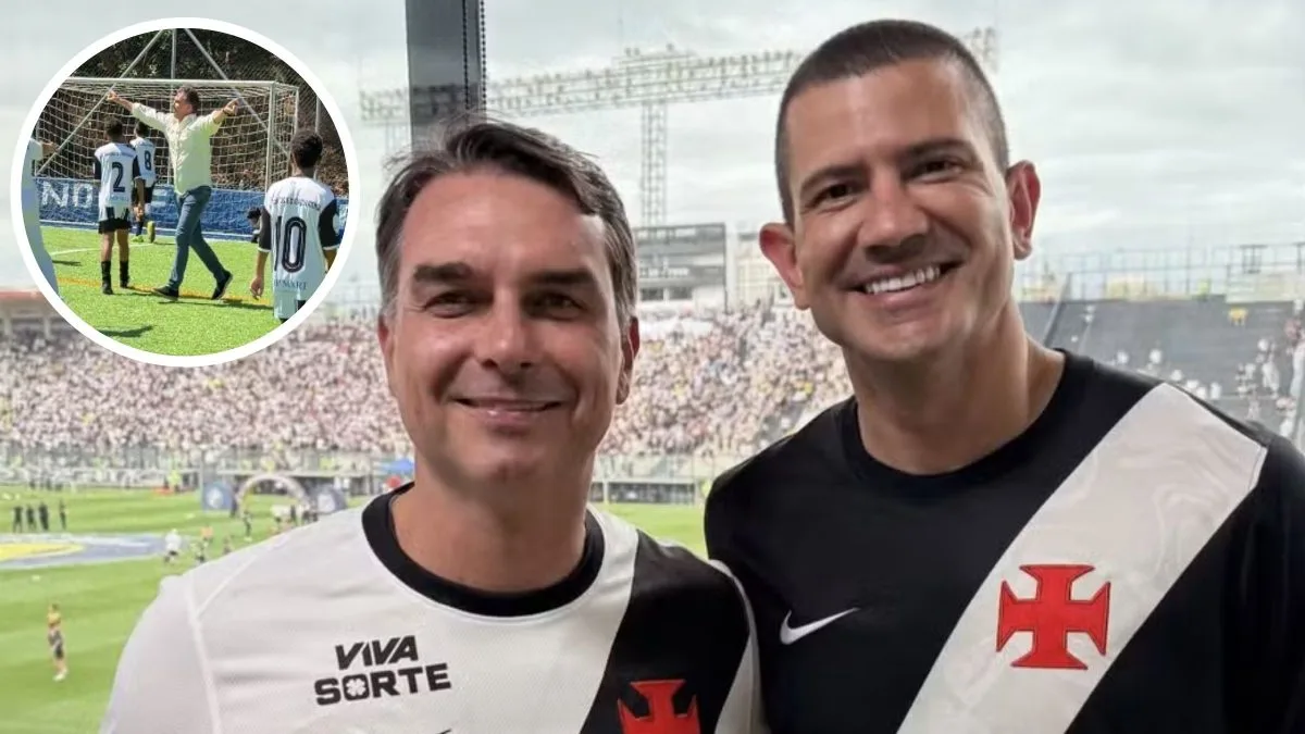 Torcedor do Vasco, Flávio Bolsonaro mostra ‘faro de gol’ em partida com crianças; assista