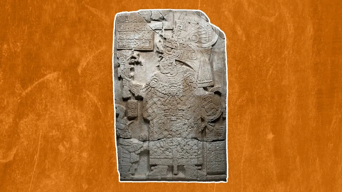 Front face of a stela: A 1,300-year-old carving of a powerful Maya 'Lady Supreme Warlord' that weighs over 2 tons