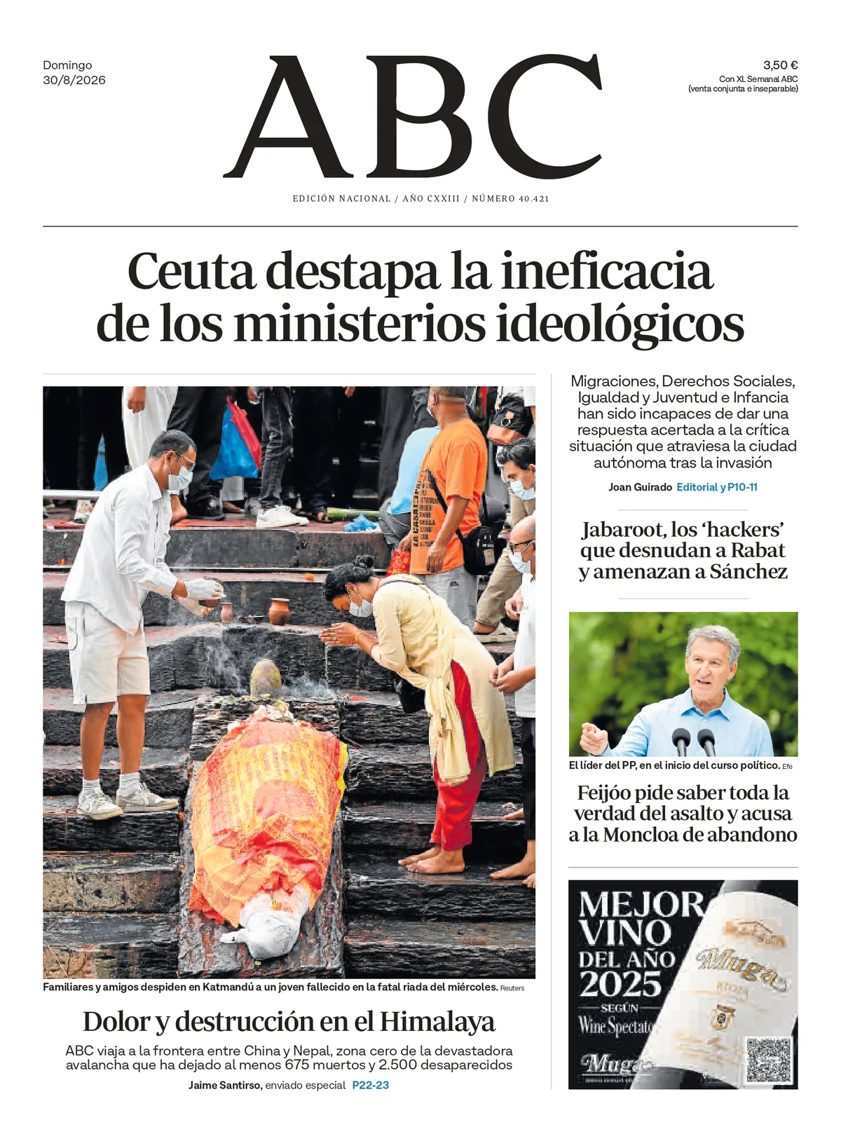 Portadas de la prensa internacional de este domingo 30 de agosto de 2026