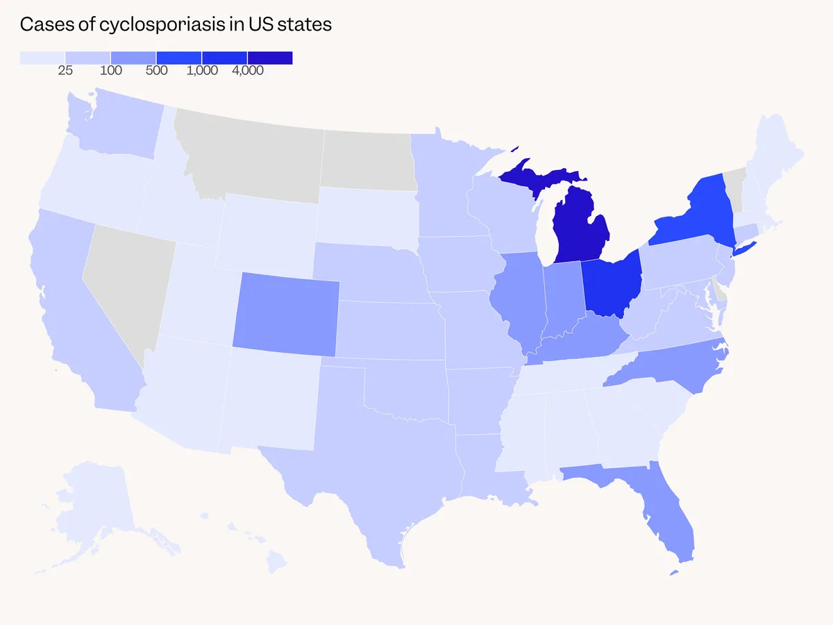 Cyclospora in salad: The diarrhea parasite outbreak has now sickened over 17,000 nationwide — see the hotspots