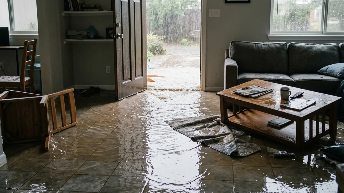 Proprietário eleva o quintal para impedir alagamentos e primeira chuva forte manda toda a água para dentro da casa do vizinho