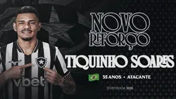 OFICIAL: Botafogo anuncia regresso de Tiquinho Soares