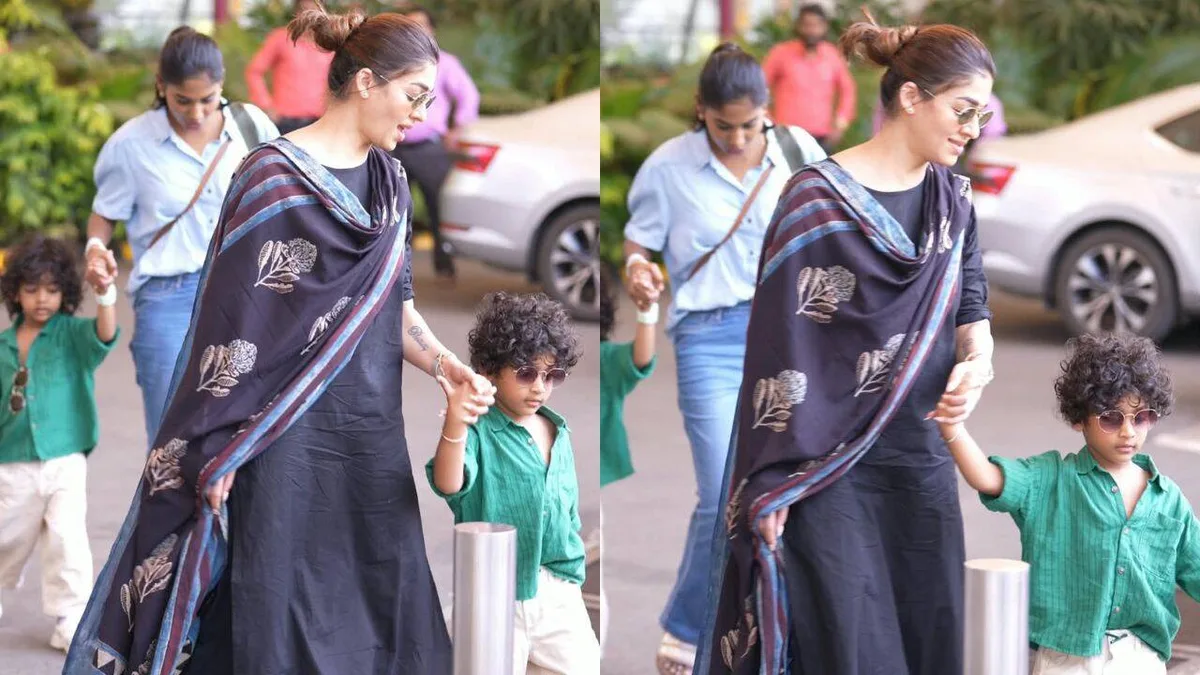 Nayanthara steps out in Mumbai with twin sons Uyir and Ulagam