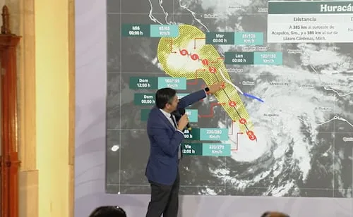 Servicio Meteorológico alerta por huracán Trudy que interactúa con frente frío; prevé que se intensifique a categoría 4