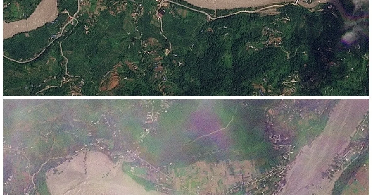 El antes y el después de la riada en Nepal que dejó más de cien muertos y casi un millar de desaparecidos