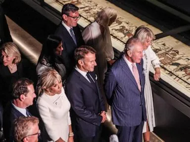 Visiting French president will join King Charles III and prime minister to see Bayeux Tapestry
