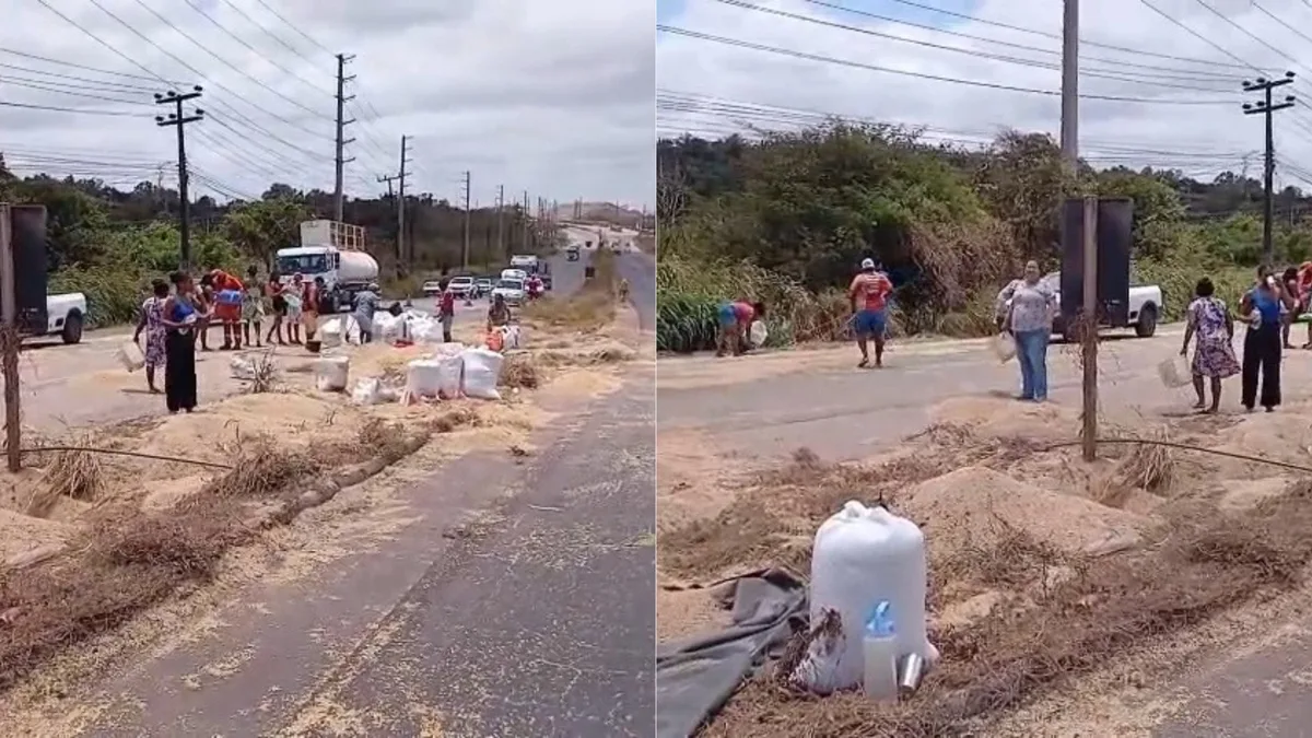 Carreta tomba e derrama soja na BR-135, próximo ao Porto do Itaqui, em São Luís