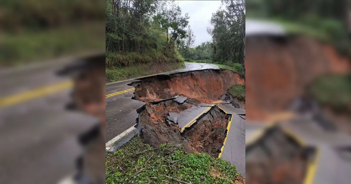 Erosão na BR-476 bloqueia divisa com SP e corta acesso a município do Paraná