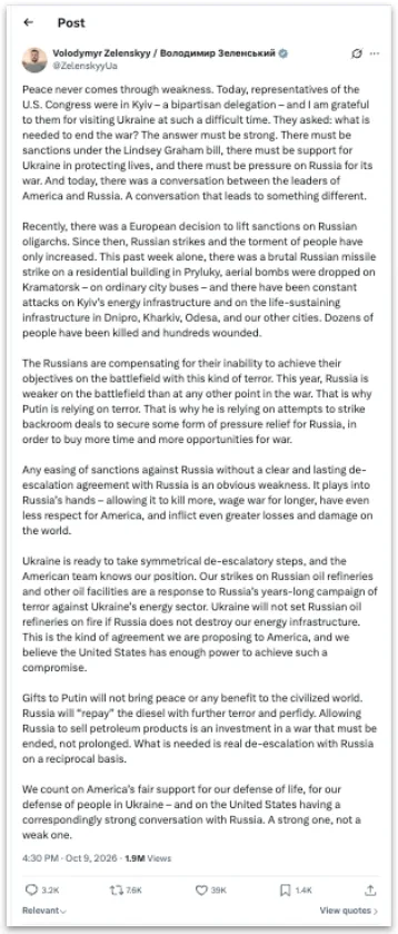 Zelensky critica acordo de Trump para compra de diesel russo