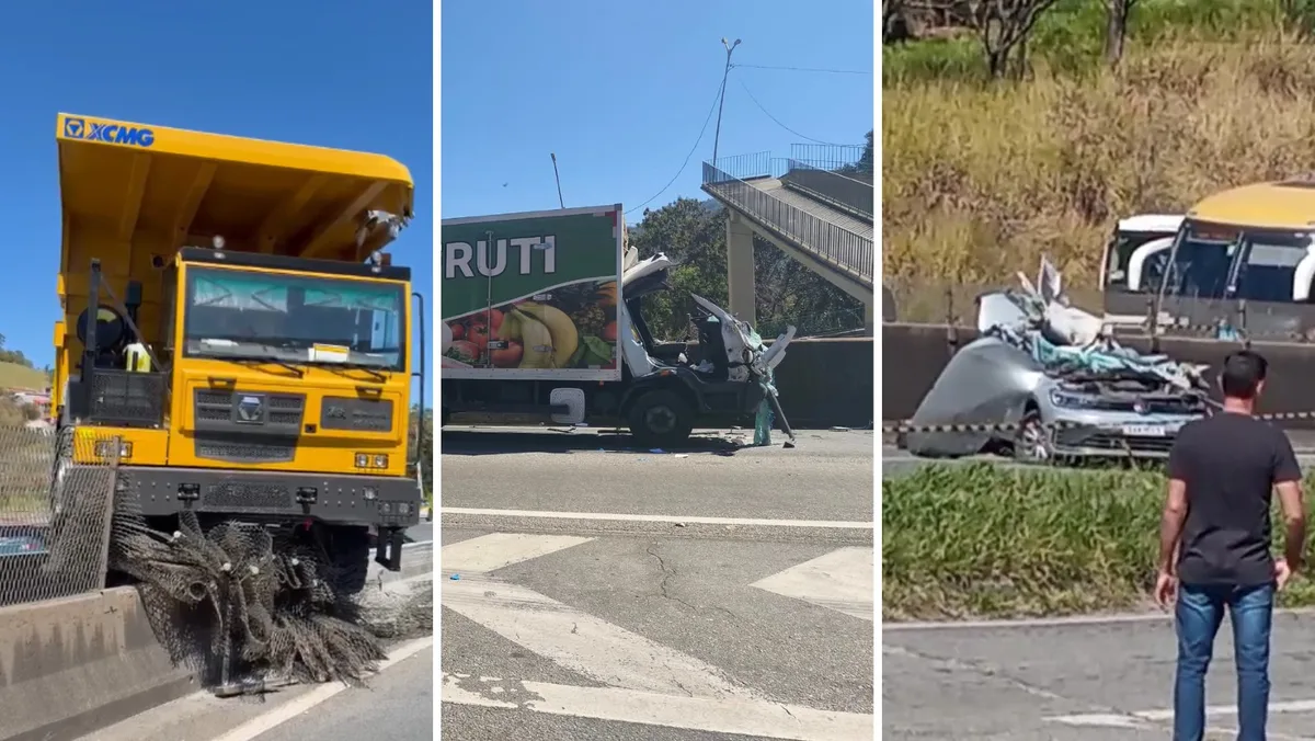 Acidente que derrubou passarela na Fernão Dias causa congestionamento de 23 km e obriga motoristas a buscar rotas alternativas