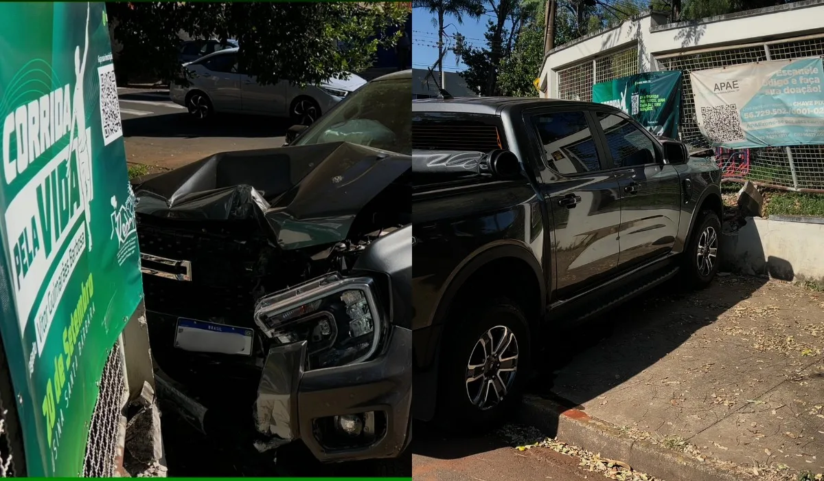 Motorista sofre mal súbito e bate caminhonete no muro da Apae em Santa Bárbara d'Oeste