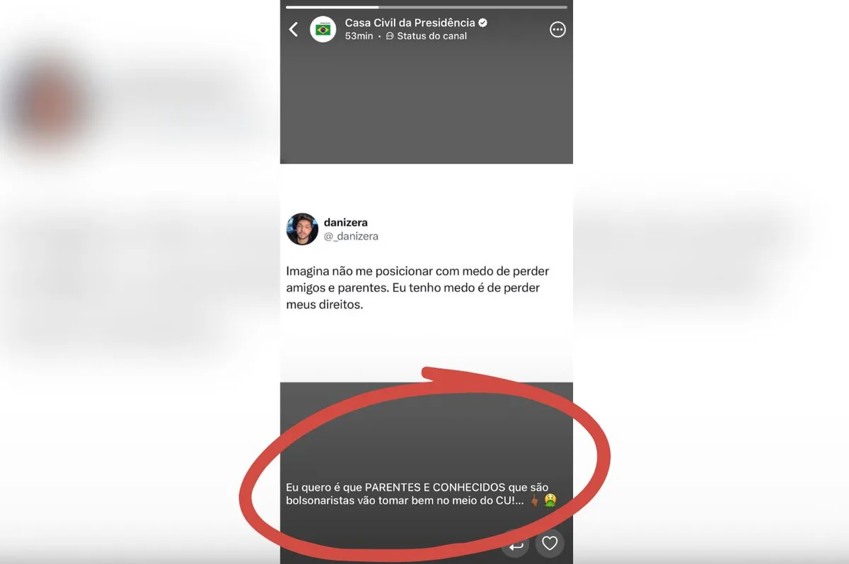 Canal oficial da Casa Civil publica xingamento a bolsonaristas e apaga post