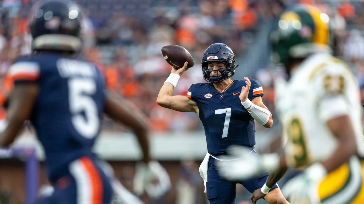 Beau Pribula throws 3 first-quarter TD passes and No. 25 Virginia routs Norfolk State 59-3