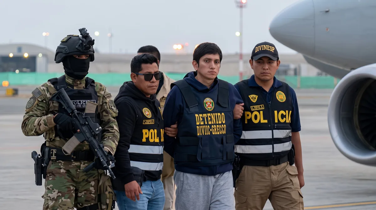 ‘Jhonsson Pulpo’, cabecilla de ‘Los Pulpos’, llega a Lima bajo fuerte custodia policial tras ser capturado en Bolivia
