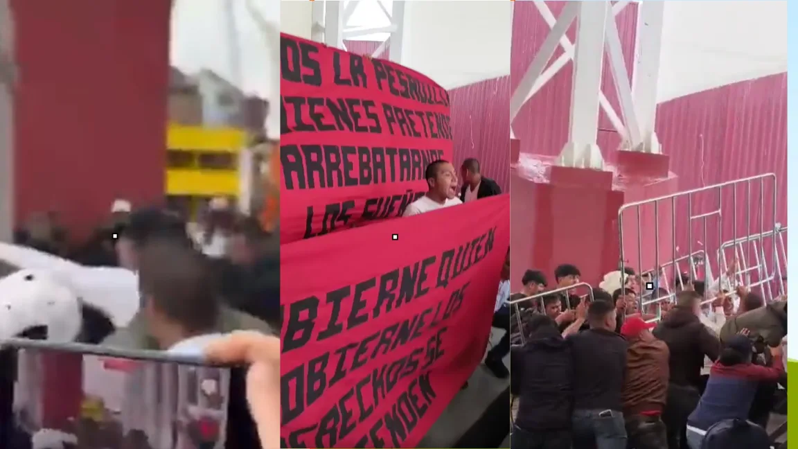 Normalistas de El Mexe protestaron en Pachuca durante evento de Claudia Sheinbaum (VIDEO)