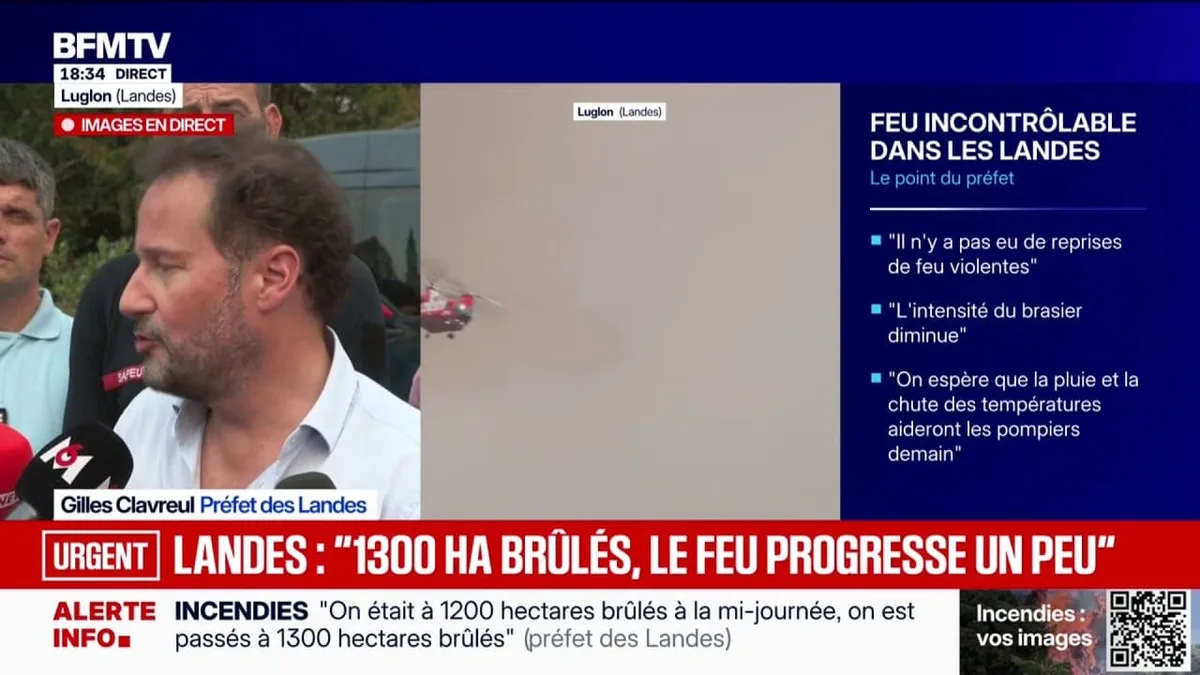 "Une grande première en France": un hélicoptère bombardier d'eau prêté par l'Australie mobilisé pour venir à bout de l'incendie dans les Landes