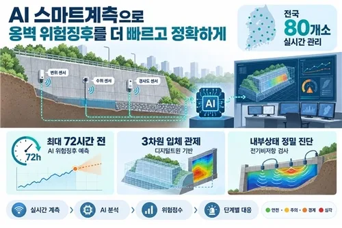 옹벽 위험징후 감지 더 빠르게…LH, AI 계측시스템 고도화