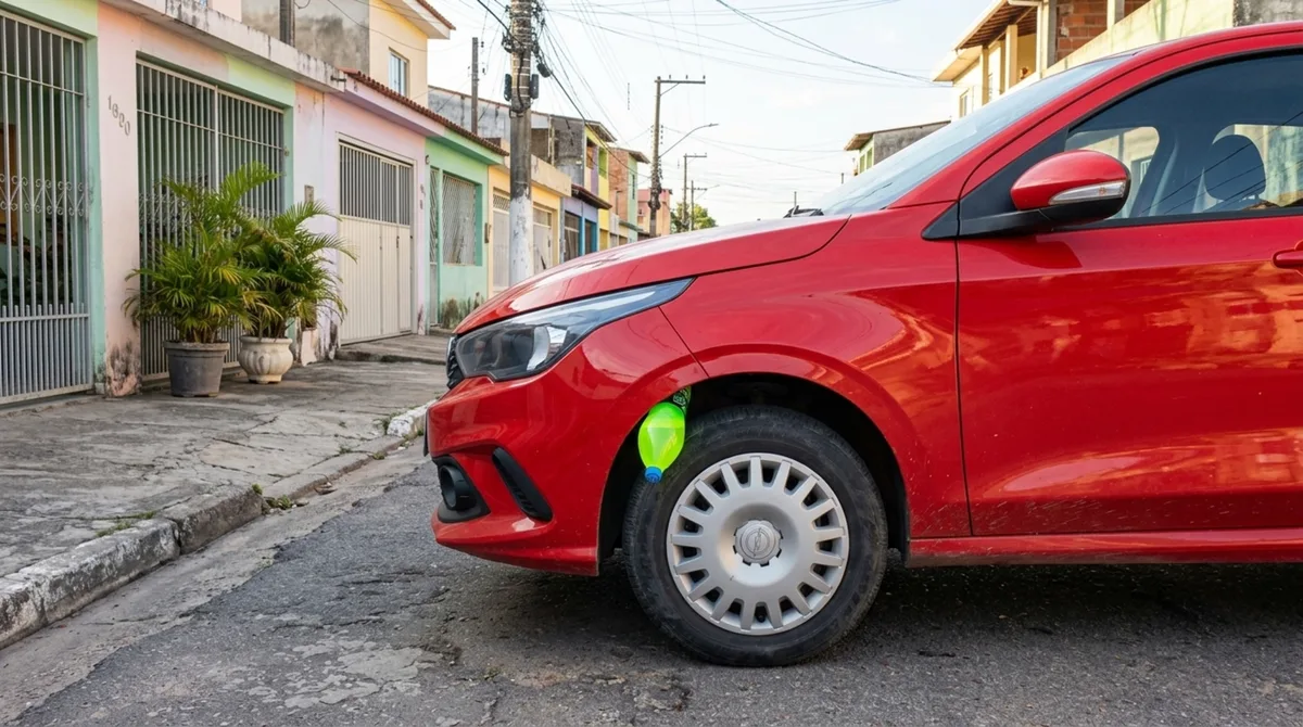 O que significa encontrar uma garrafa de plástico na roda de um carro e por que é crucial saber como reagir?