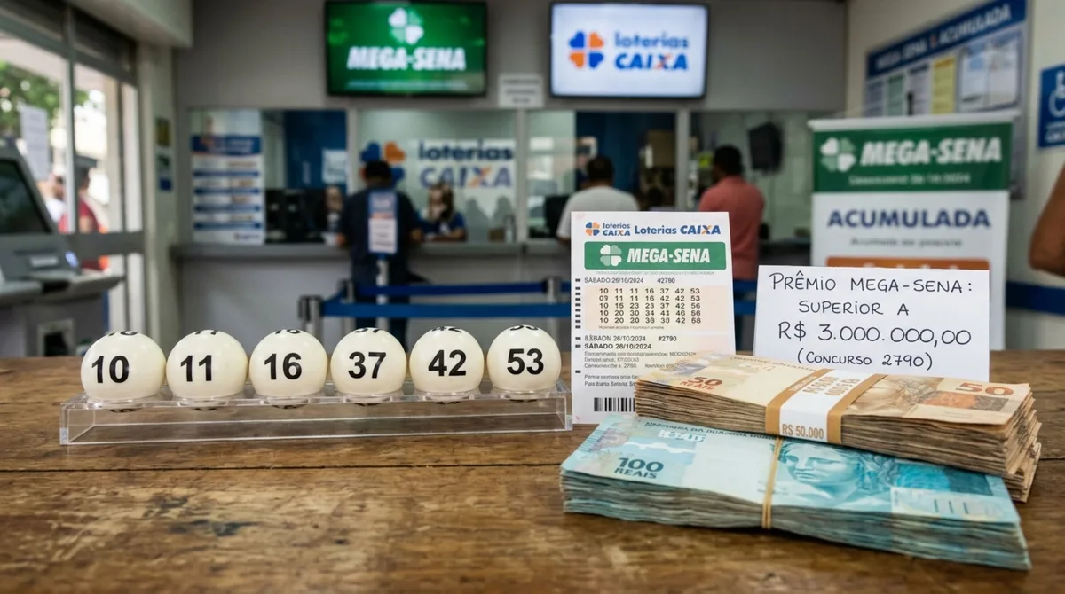 Mega-Sena tem uma aposta ganhadora e prêmio de mais de R$ 3 milhões